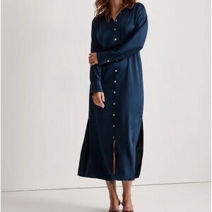 Madewell Satin Button-Front Midi Shirtdress Size 00